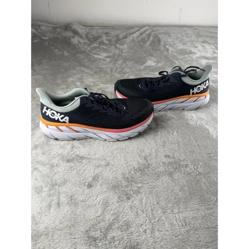 Hoka One One Clifton 7 Women's Running Shoes Size 11 Blue‎ Orange Athletic